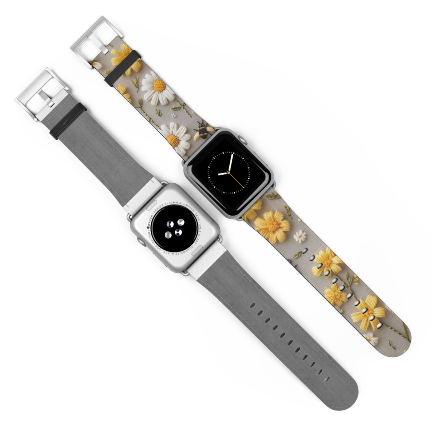 Spring Meadow Daisy Apple Watch Band, Fresh Yellow & White Floral Design, Nature-Inspired Smartwatch Strap. Apple Watch Band Apple Watch Straps For Series 4 5 6 7 8 9 ULTRA SE 38/40/41mm & 42/44/45mm Vegan Faux Leather Band