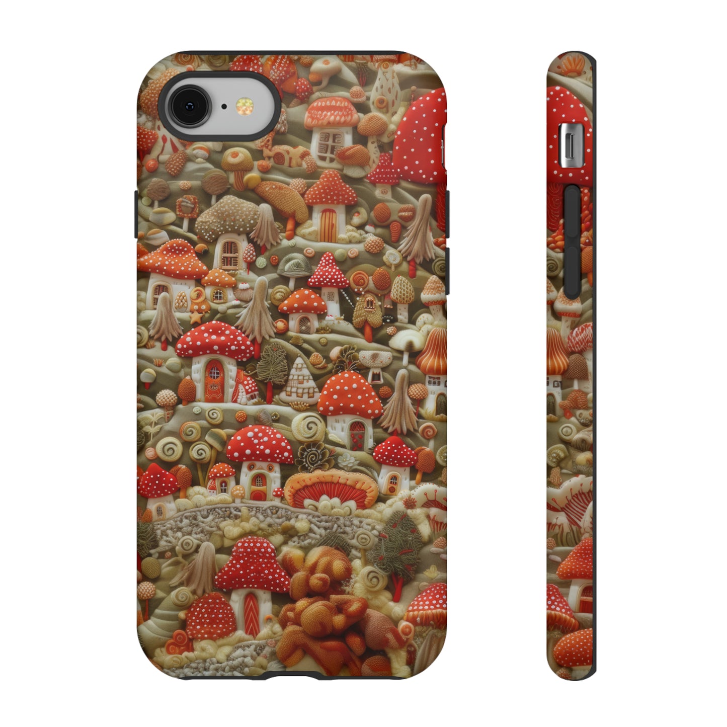 Custodia per iPhone Il villaggio dei funghi incantati, grafica con funghi fantasy, custodia protettiva unica, custodie per telefoni resistenti