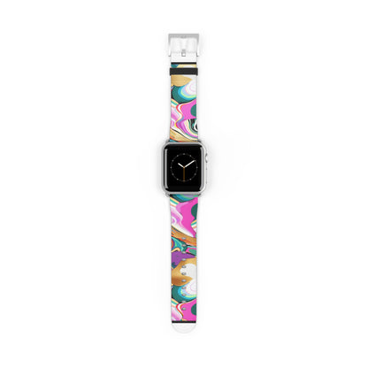 Whimsical Abstract Waves Apple Watch Band, Psychedelic Swirls Smartwatch Strap, Colorful Artistic Wristband Accessory. Apple Watch Band Apple Watch Straps For Series 4 5 6 7 8 9 ULTRA SE 38/40/41mm & 42/44/45mm Vegan Faux Leather Band