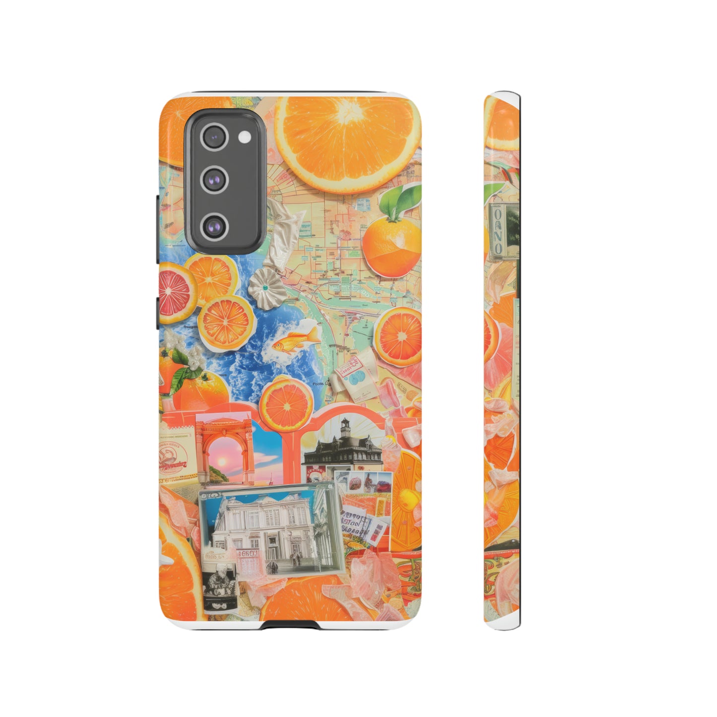 Custodia per telefono collage da viaggio Citrus Escape, design vivace per le vacanze estive per smartphone, custodie resistenti 