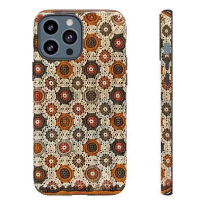 Custodia per iPhone retrò in pizzo all'uncinetto, estetica dal design artigianale, custodia protettiva in stile vintage, custodie per telefono resistenti