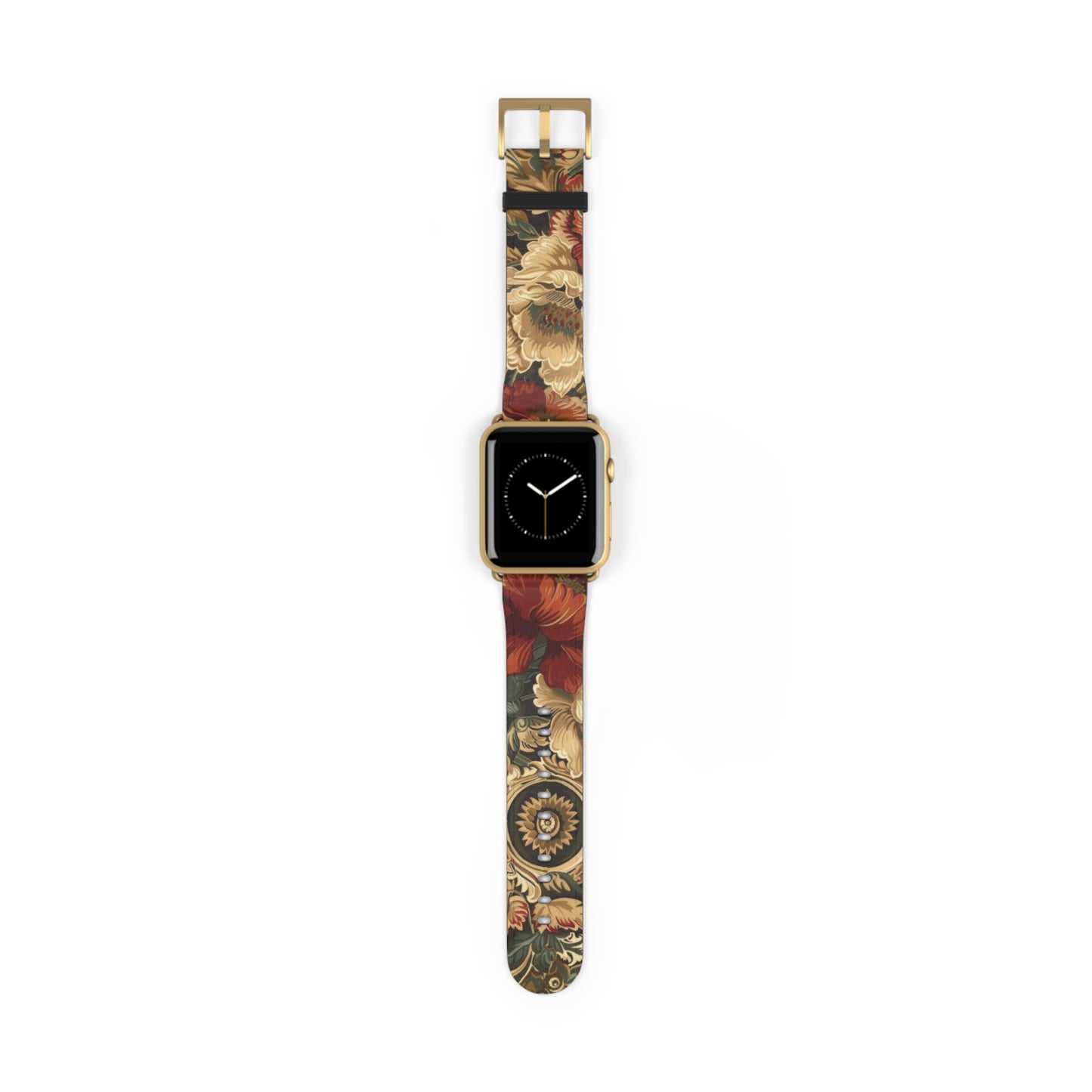 Renaissance Tapestry Floral Apple Watch Band | Klassisches Armband mit verziertem Stoffmuster. Apple Watch Band Apple Watch Armbänder für Serie 4 5 6 7 8 9 ULTRA SE 38/40/41 mm und 42/44/45 mm veganes Kunstlederband 