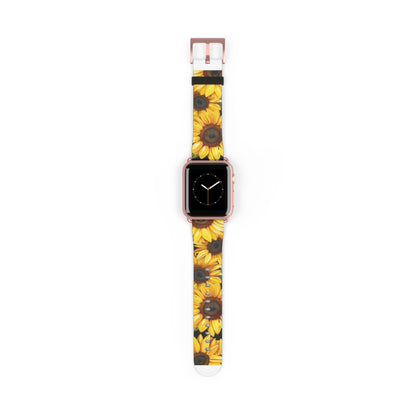 Vibrant Sunflower Fields Apple Watch Strap | Cheerful Floral Design Band | Botanical Smartwatch Accessory | Summer Style Must-Have. Apple Watch Band Apple Watch Straps For Series 4 5 6 7 8 9 ULTRA SE 38/40/41mm & 42/44/45mm Vegan Faux Leather Band