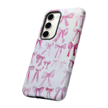 Pretty Pink Bows Phone Case, Feminine Ribbon Design Cover for Smartphones, Charming Accessory, Tough Phone Cases