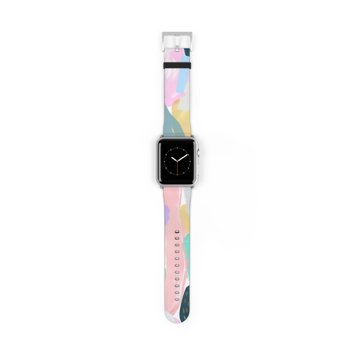 Pastellfarbenes abstraktes Kunst-Apple-Watch-Armband | Sanft gefärbtes, malerisches Armband. Apple Watch-Armband Apple Watch-Armbänder für Serie 4 5 6 7 8 9 ULTRA SE 38/40/41 mm und 42/44/45 mm veganes Kunstlederband