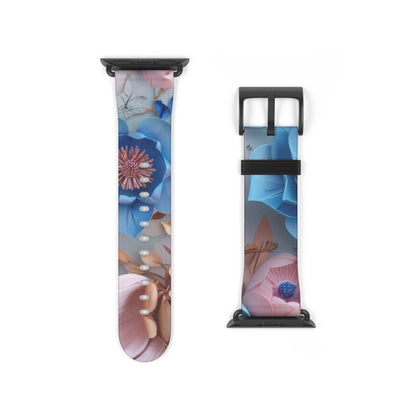 Cinturino per Apple Watch Serene Blue Botanicals, design floreale tranquillo, accessorio rilassante per smartwatch. Cinturino Apple Watch Cinturini Apple Watch per serie 4 5 6 7 8 9 ULTRA SE 38/40/41 mm e 42/44/45 mm Cinturino in ecopelle vegana