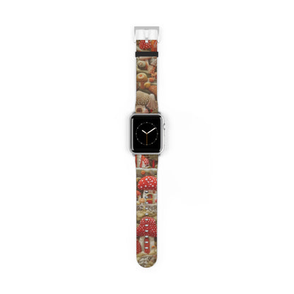 Stravagante cinturino per Apple Watch con fungo da fiaba, design foresta incantata, accessorio magico per smartwatch. Cinturino Apple Watch Cinturini Apple Watch per serie 4 5 6 7 8 9 ULTRA SE 38/40/41 mm e 42/44/45 mm Cinturino in ecopelle vegana