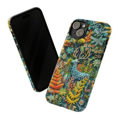 Zauberhafte Waldhirsch iPhone Hülle, Zauberhaftes Fauna- und Flora-Design, Schützende, von der Natur inspirierte Hülle, Robuste Handyhüllen