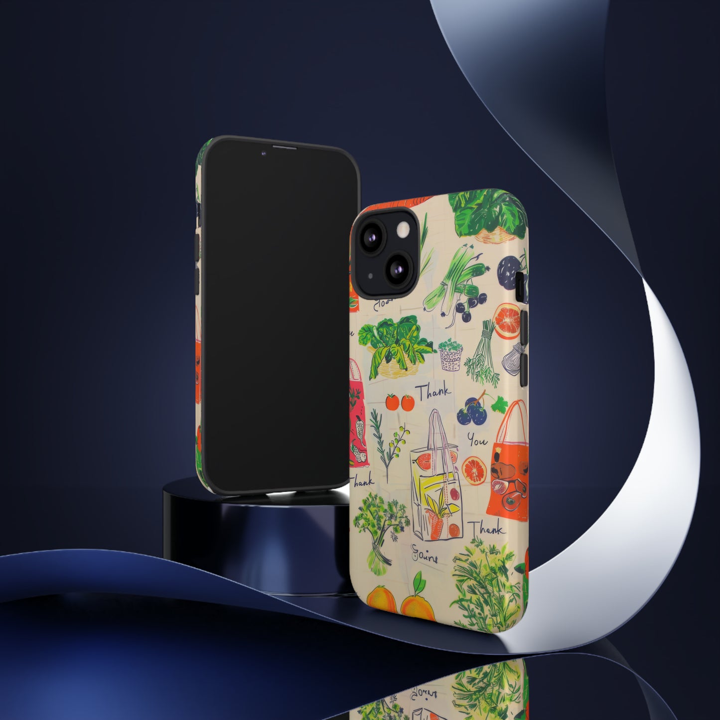 Custodia per telefono a tema di generi alimentari sostenibili, cover dal design ecologico per lo shopping per smartphone, custodie per telefoni resistenti 