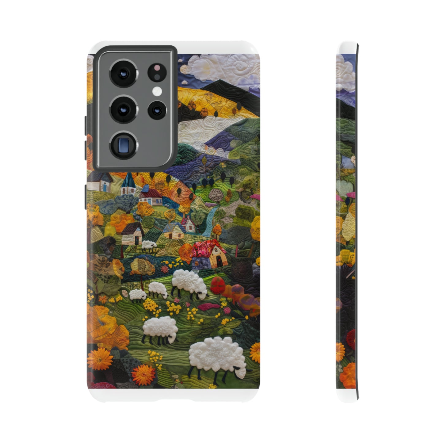 Quaint Countryside Quilt iPhone Case, Artistic Pastoral Landscape, Sturdy Protective Cover, Tough Phone Cases