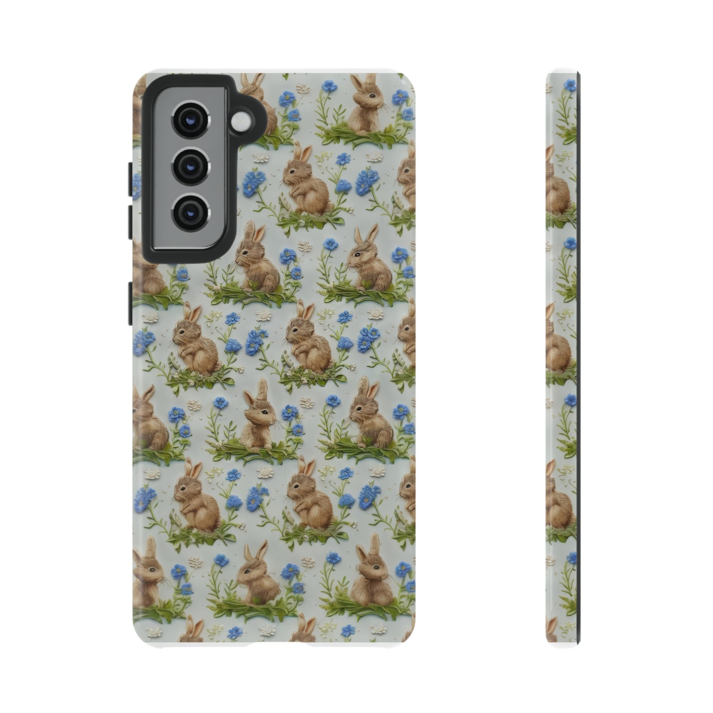 Springtime Bunnies iPhone Hülle, Entzückendes Kaninchen- und Glockenblumen-Design, Bezaubernde Schutzhülle, Robuste Hüllen 