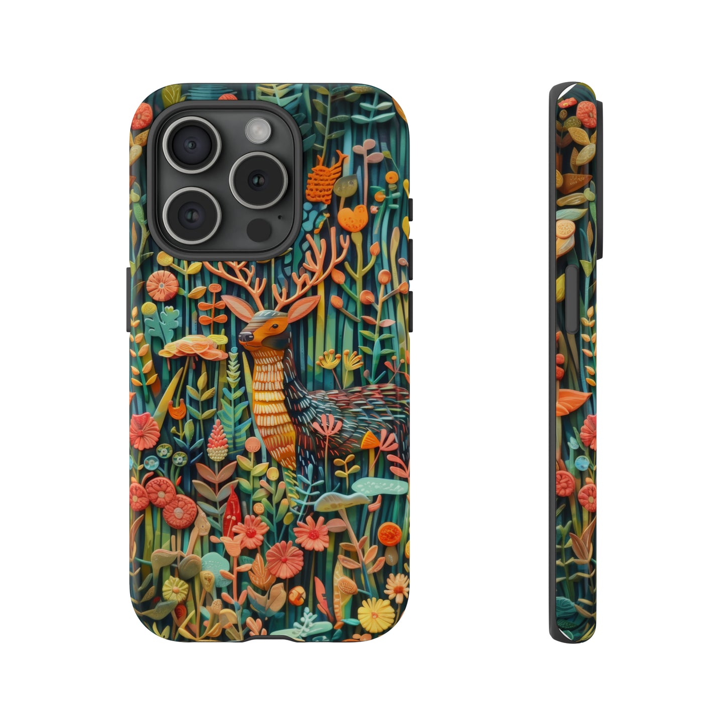 Mystical Woodland Stag iPhone Case, Vibrant Nature Scene, Artistic Protective Cover, Tough Phone Cases