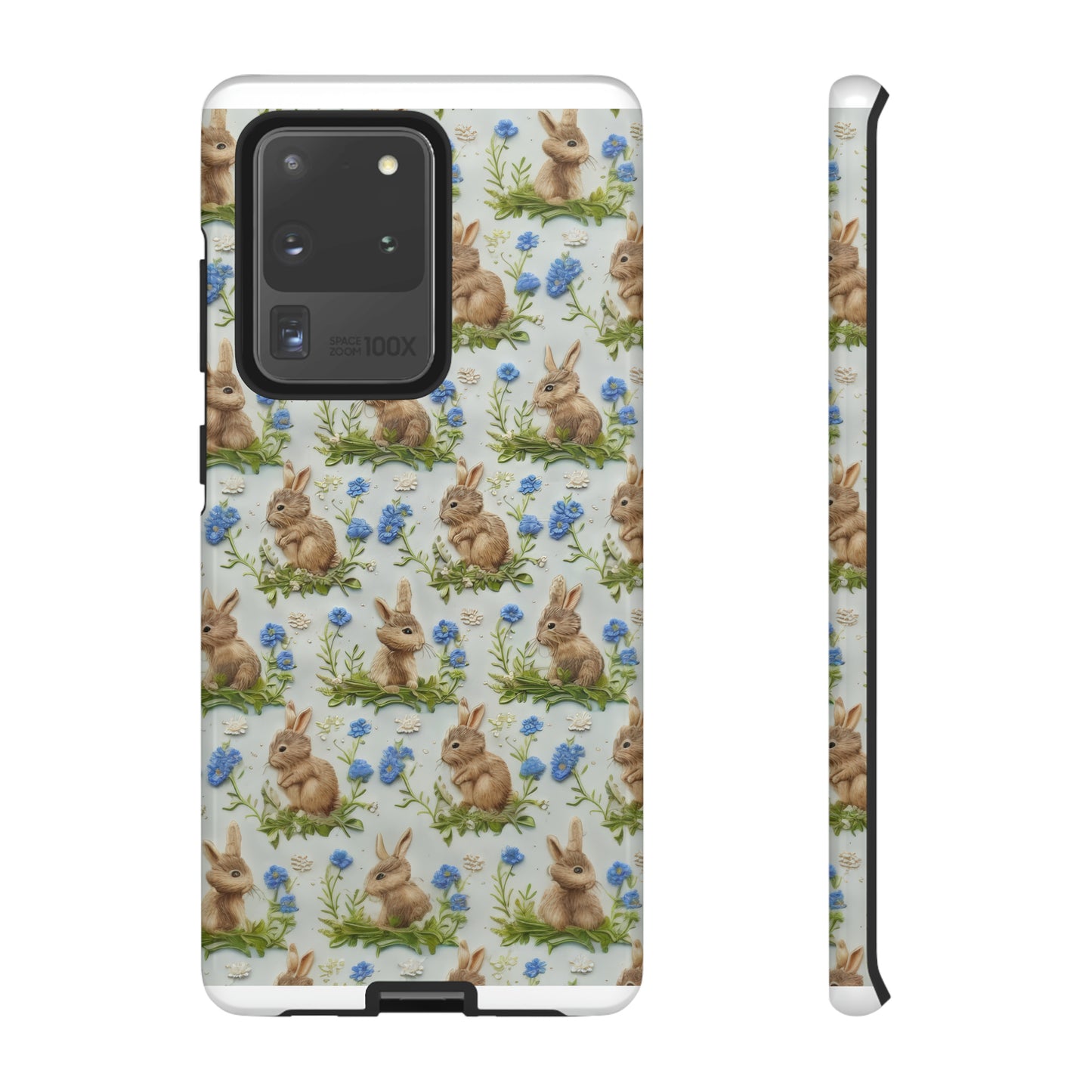 Springtime Bunnies iPhone Hülle, Entzückendes Kaninchen- und Glockenblumen-Design, Bezaubernde Schutzhülle, Robuste Hüllen 