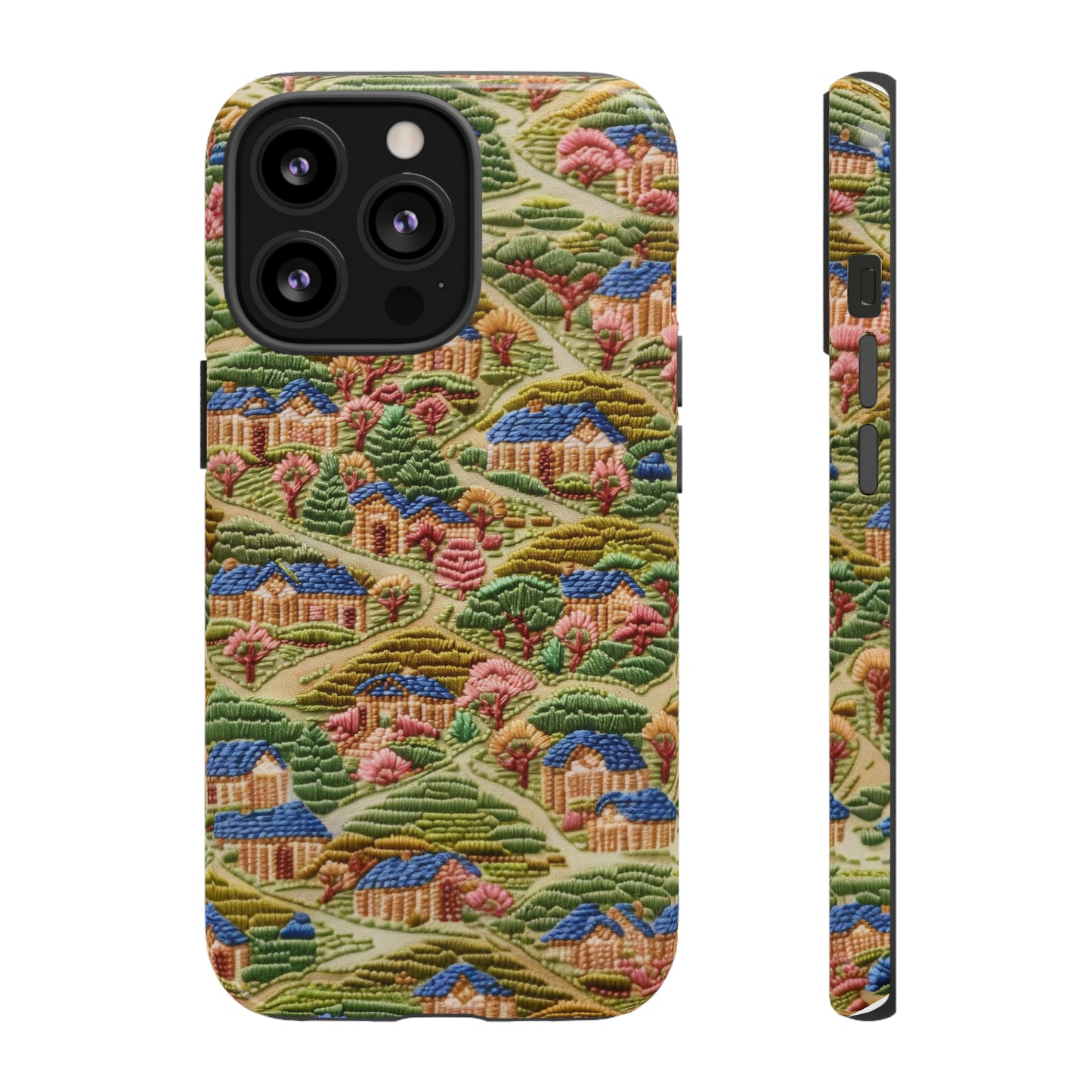 Caratteristica custodia per iPhone trapuntata in stile country, design patchwork affascinante, cover per telefono artistica e protettiva, custodie per telefono resistenti