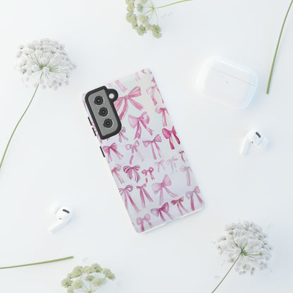 Pretty Pink Bows Phone Case, Feminine Ribbon Design Cover for Smartphones, Charming Accessory, Tough Phone Cases