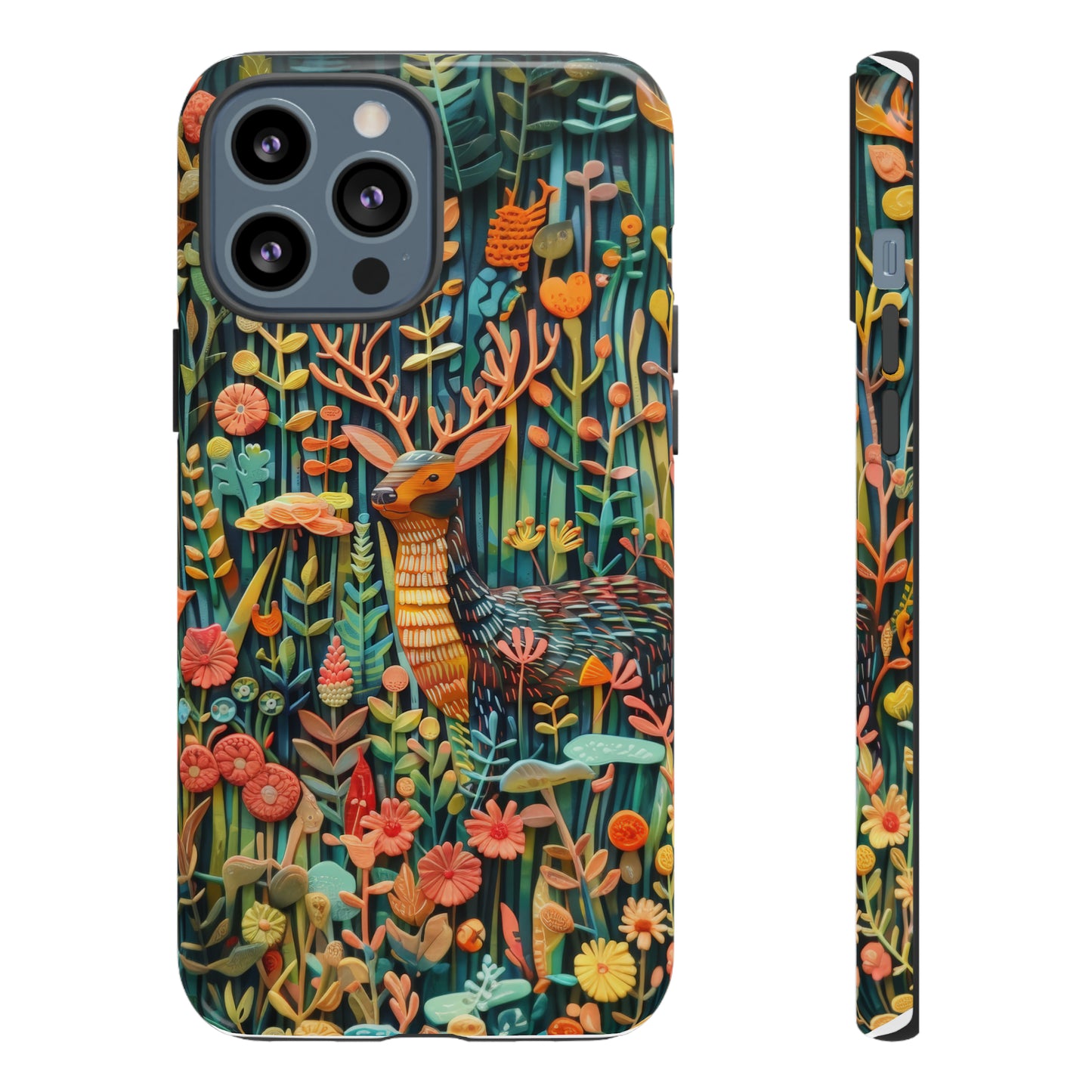 Mystical Woodland Stag iPhone Case, Vibrant Nature Scene, Artistic Protective Cover, Tough Phone Cases