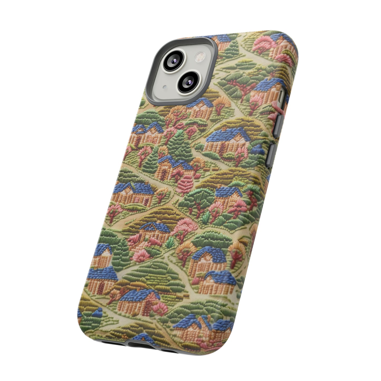 Caratteristica custodia per iPhone trapuntata in stile country, design patchwork affascinante, cover per telefono artistica e protettiva, custodie per telefono resistenti