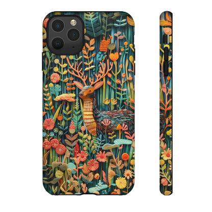 Mystical Woodland Stag iPhone Case, Vibrant Nature Scene, Artistic Protective Cover, Tough Phone Cases