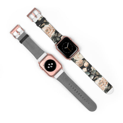 Classic Peony Elegance Apple Watch Band, Timeless Floral Print Strap, Chic Botanical Pattern Smartwatch Accessory. Apple Watch Band Apple Watch Straps For Series 4 5 6 7 8 9 ULTRA SE 38/40/41mm & 42/44/45mm Vegan Faux Leather Band