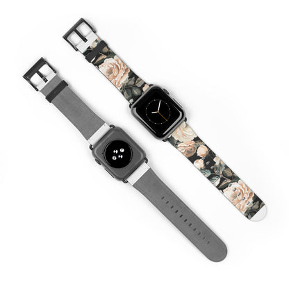 Classic Peony Elegance Apple Watch Band, Timeless Floral Print Strap, Chic Botanical Pattern Smartwatch Accessory. Apple Watch Band Apple Watch Straps For Series 4 5 6 7 8 9 ULTRA SE 38/40/41mm & 42/44/45mm Vegan Faux Leather Band