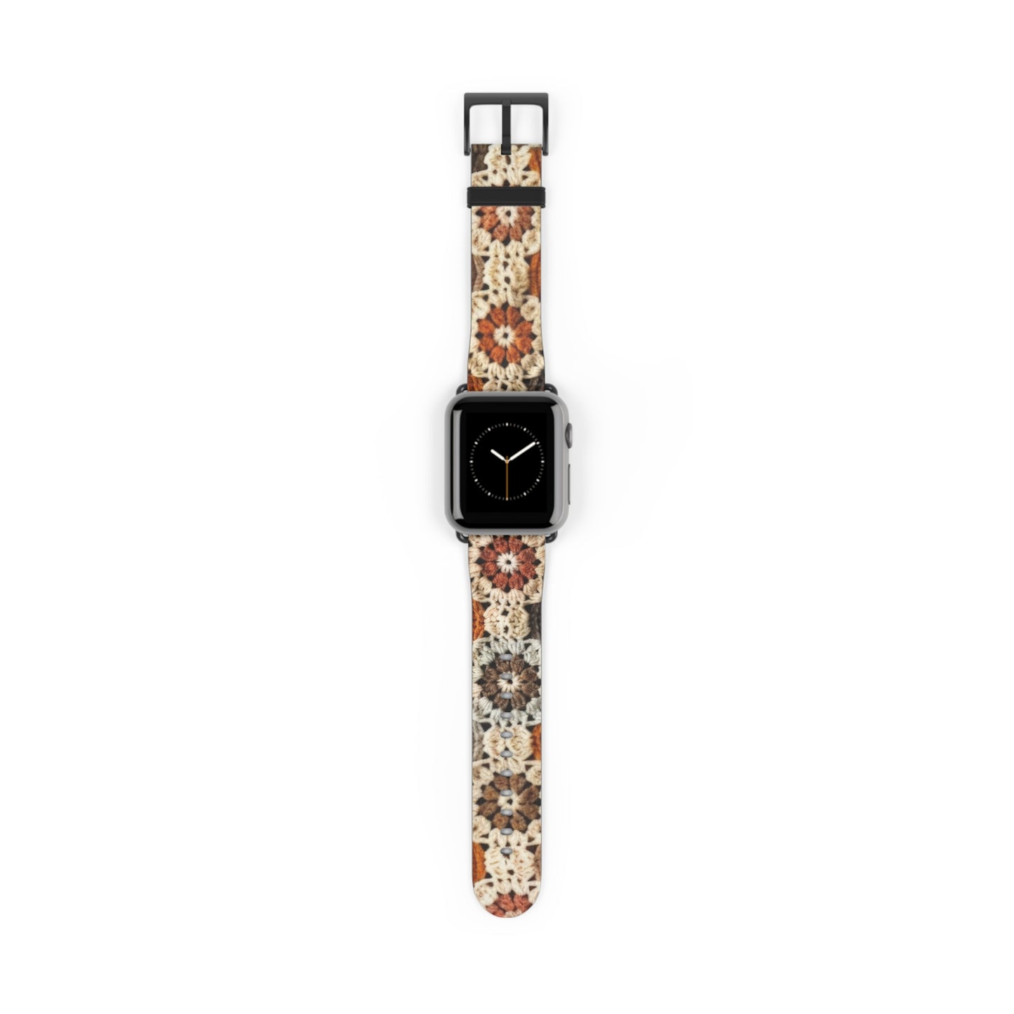 Cozy Crochet Granny Square Apple Watch Band, Handmade Aesthetic Design, Warm Autumn Tones Smartwatch Strap. Apple Watch Band Apple Watch Straps For Series 4 5 6 7 8 9 ULTRA SE 38/40/41mm & 42/44/45mm Vegan Faux Leather Band