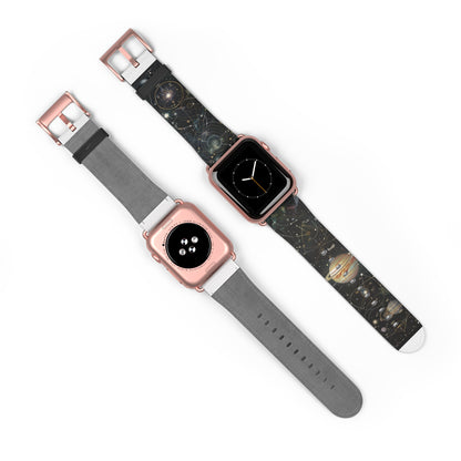 Solar System Exploration Apple Watch Band, Planetary Orbits & Constellations, Durable Black Silicone Strap for Astronomy Fans. Apple Watch Band Apple Watch Straps For Series 4 5 6 7 8 9 ULTRA SE 38/40/41mm & 42/44/45mm Vegan Faux Leather Band