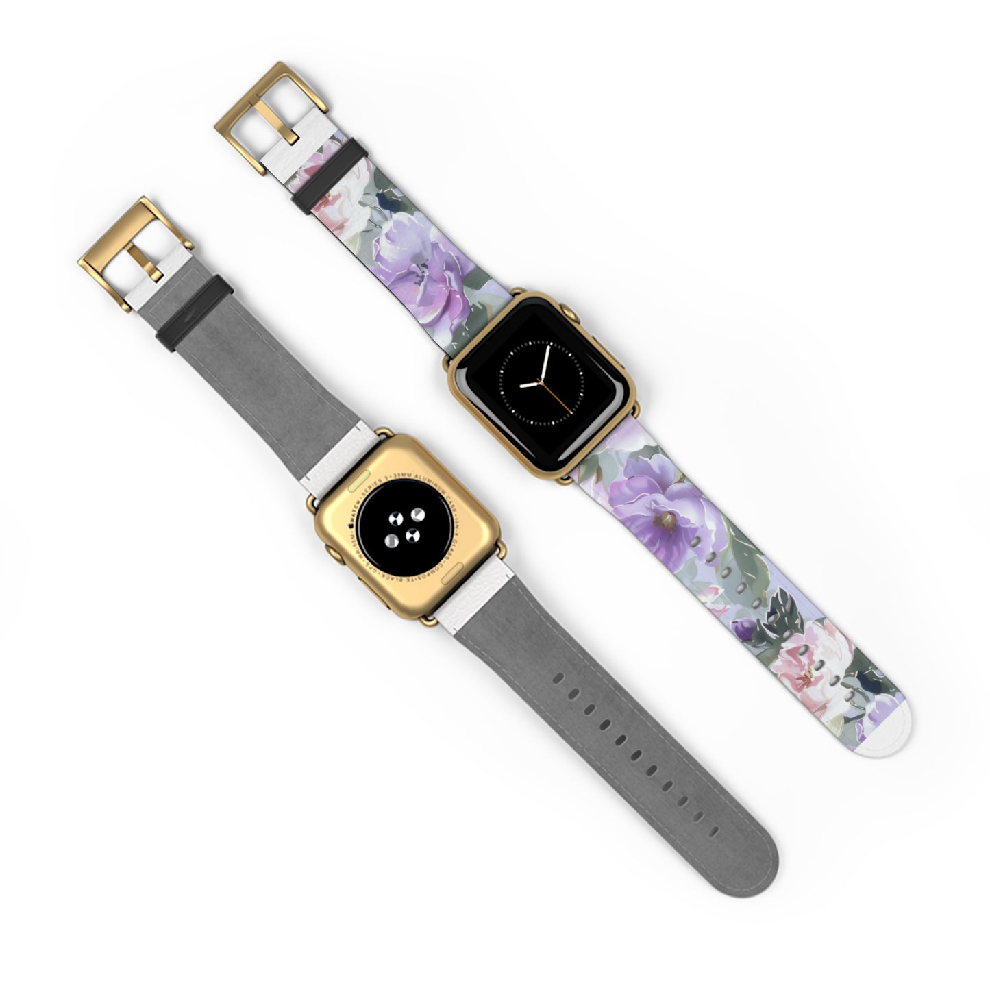 Purple Floral Elegance Apple Watch Band, Artistic Lilac Flower Accessory, Chic Spring Fashion Wearable, Unique Gift. Apple Watch Band Apple Watch Straps For Series 4 5 6 7 8 9 ULTRA SE 38/40/41mm & 42/44/45mm Vegan Faux Leather Band