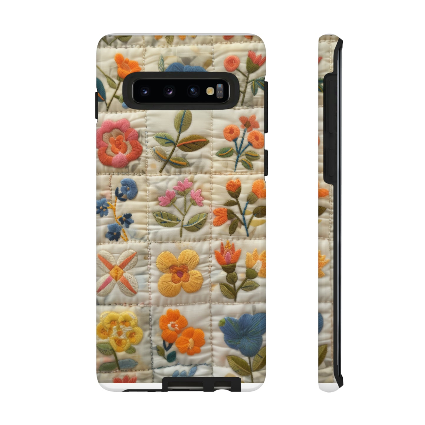 Custodia per telefono floreale trapuntata, cover morbida per telefono con fiori ricamati, custodia per smartphone elegante e protettiva, custodie per telefono resistenti