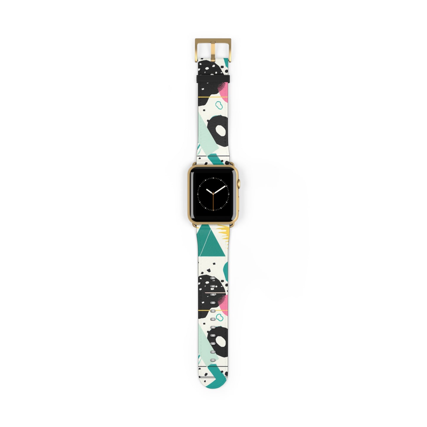 Geometric Shapes Apple Watch Band | Contemporary Memphis Design Strap | Chic Urban Style Smartwatch Accessory | Unique Artistic Gift. Apple Watch Band Apple Watch Straps For Series 4 5 6 7 8 9 ULTRA SE 38/40/41mm & 42/44/45mm Vegan Faux Leather Band