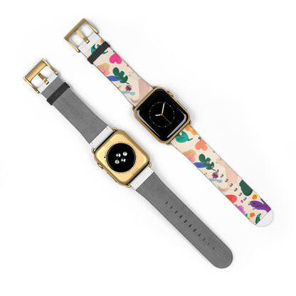 Whimsical Abstract Art Apple Watch Band | Colorful Illustrative Design Strap | Modern Artistic Watch Accessory | Eclectic Style Gift. Apple Watch Band Apple Watch Straps For Series 4 5 6 7 8 9  ULTRA SE 38/40/41mm & 42/44/45mm Vegan Faux Leather Band