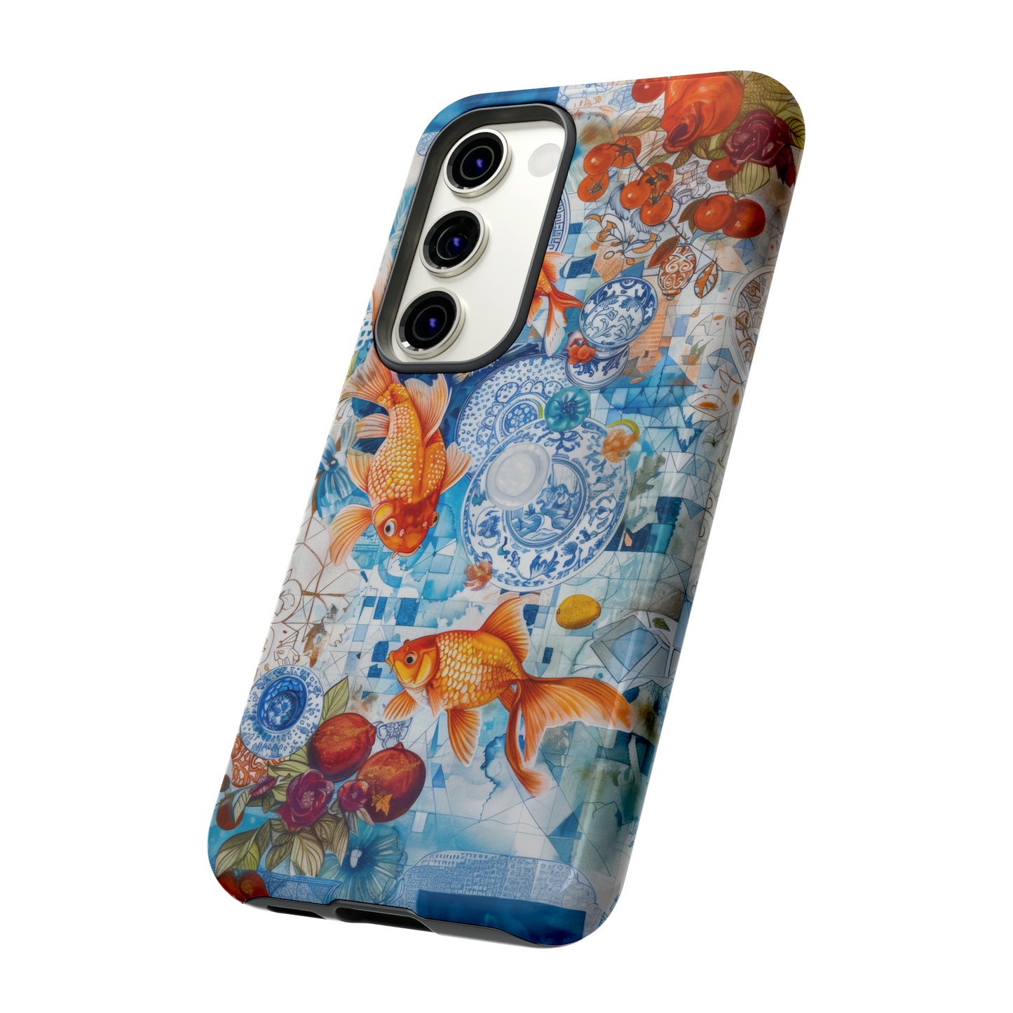 Orientalische Koi-Teich-iPhone-Hülle, traditionelles asiatisches Kunstwerk, ruhige Schutzhülle, robuste Handyhüllen 