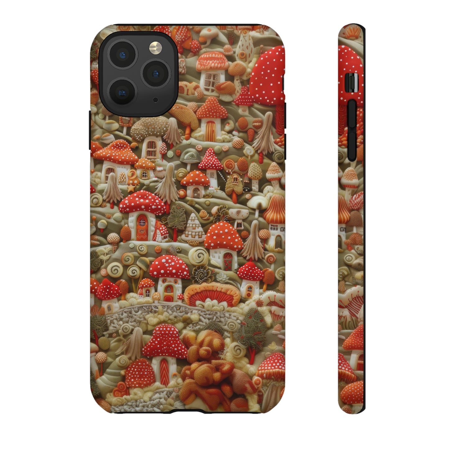 Custodia per iPhone Il villaggio dei funghi incantati, grafica con funghi fantasy, custodia protettiva unica, custodie per telefoni resistenti