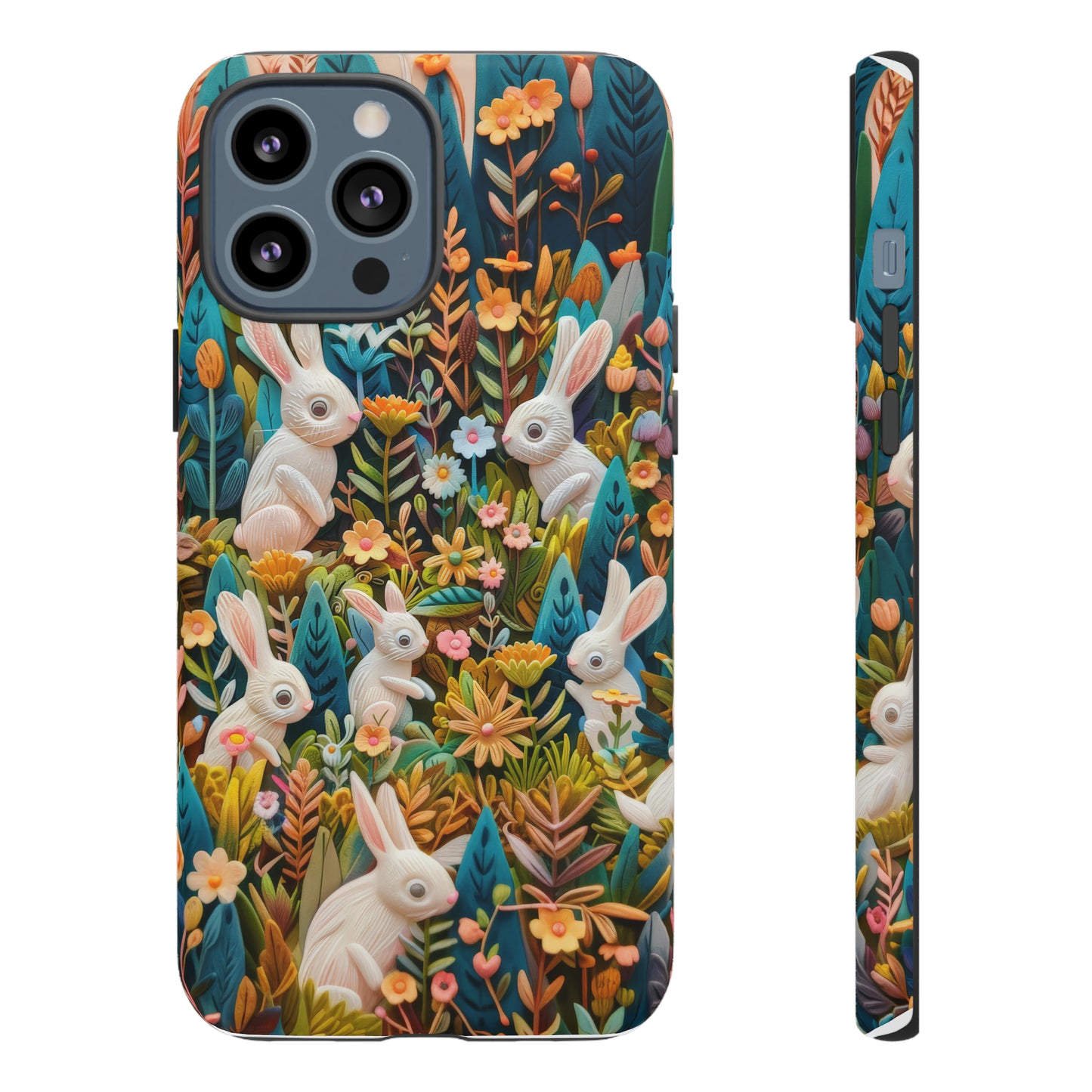 Mystical Garden Bunnies iPhone Case, Enchanted Floral Wonderland, Durable Protective Cover, Tough Phone Cases