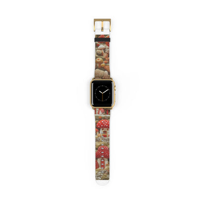 Stravagante cinturino per Apple Watch con fungo da fiaba, design foresta incantata, accessorio magico per smartwatch. Cinturino Apple Watch Cinturini Apple Watch per serie 4 5 6 7 8 9 ULTRA SE 38/40/41 mm e 42/44/45 mm Cinturino in ecopelle vegana