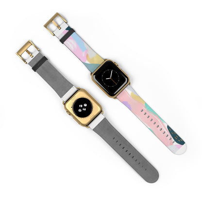 Pastellfarbenes abstraktes Kunst-Apple-Watch-Armband | Sanft gefärbtes, malerisches Armband. Apple Watch-Armband Apple Watch-Armbänder für Serie 4 5 6 7 8 9 ULTRA SE 38/40/41 mm und 42/44/45 mm veganes Kunstlederband