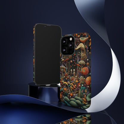 Custodia per telefono Foresta incantata, Design mistico di funghi e foglie, Cover protettiva magica per telefono, Custodie per telefono resistenti