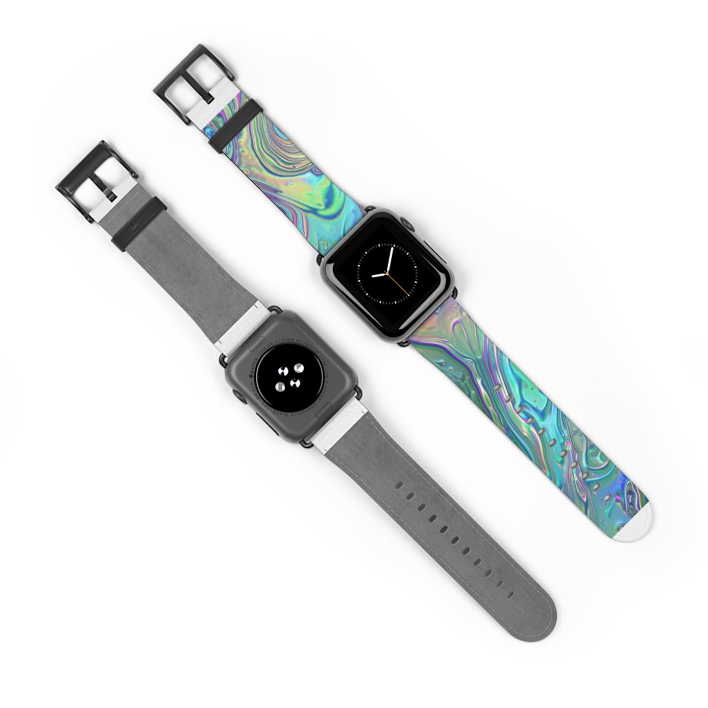 Iridescent Swirl Apple Watch Strap, Holographic Marbled Band, Mesmerizing Accessory for a Futuristic Style Statement. Apple Watch Band Apple Watch Straps For Series 4 5 6 7 8 9 ULTRA SE 38/40/41mm & 42/44/45mm Vegan Faux Leather Band