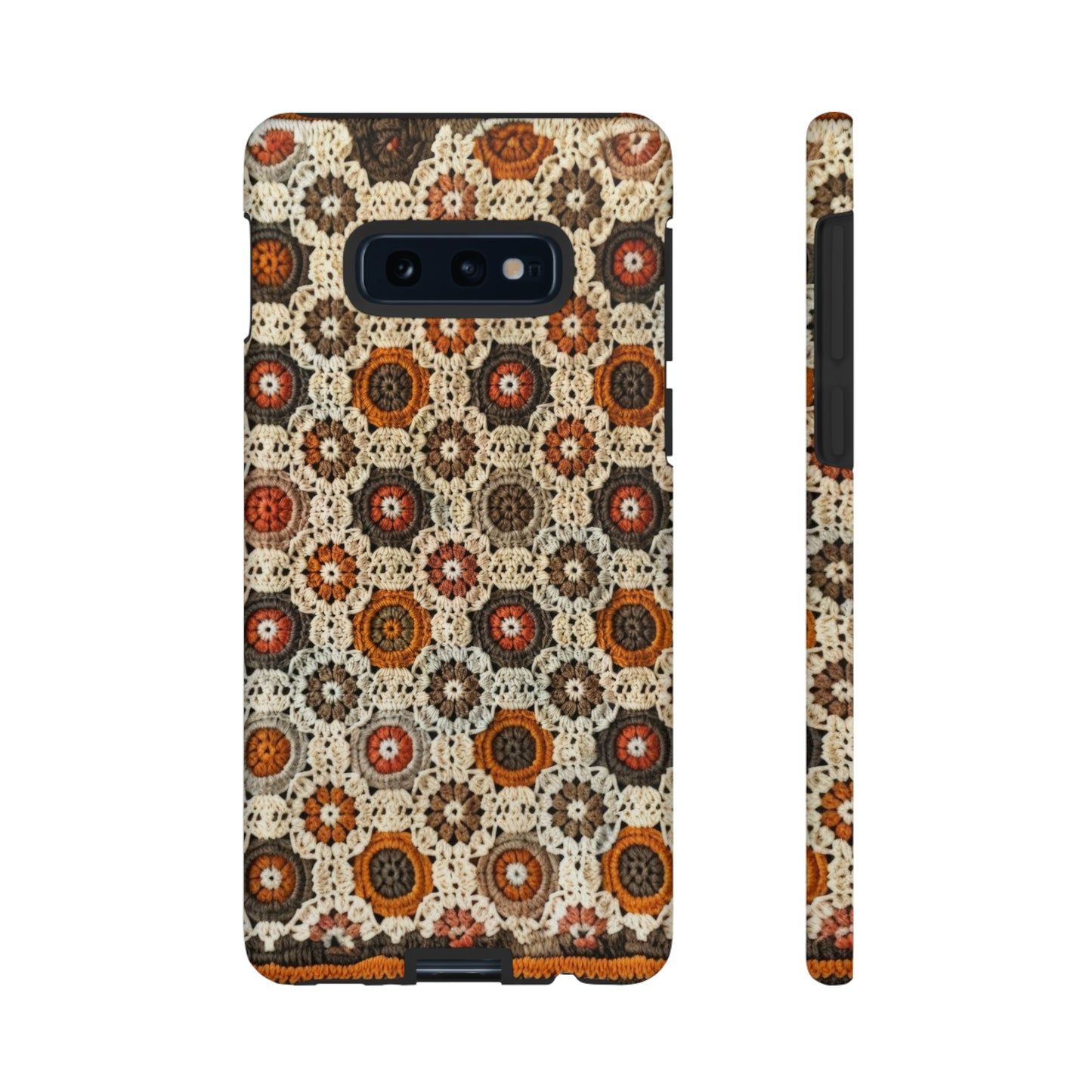 Custodia per iPhone retrò in pizzo all'uncinetto, estetica dal design artigianale, custodia protettiva in stile vintage, custodie per telefono resistenti