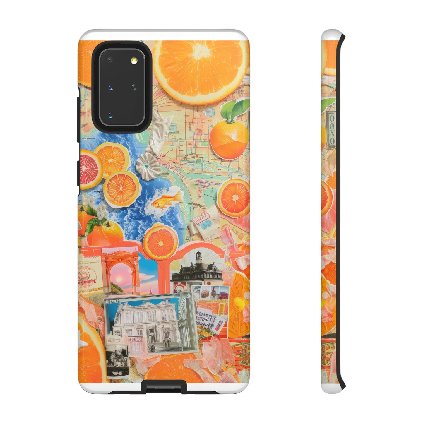 Custodia per telefono collage da viaggio Citrus Escape, design vivace per le vacanze estive per smartphone, custodie resistenti 