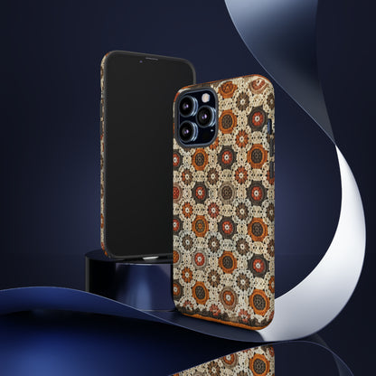 Custodia per iPhone retrò in pizzo all'uncinetto, estetica dal design artigianale, custodia protettiva in stile vintage, custodie per telefono resistenti