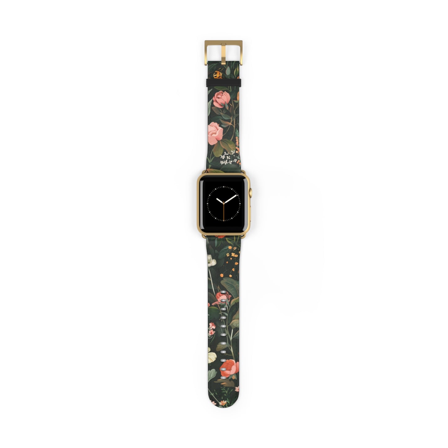 Midnight Garden Blooms Apple Watch Band, Dark Floral Elegance Smartwatch Strap, Nature-Inspired Rose Pattern Accessory. Apple Watch Band Apple Watch Straps For Series 4 5 6 7 8 9 ULTRA SE 38/40/41mm & 42/44/45mm Vegan Faux Leather Band