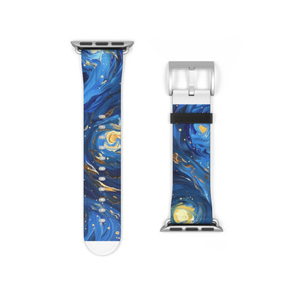 Van Gogh's Starry Night Apple Watch Band, Artistic Masterpiece Strap, Classic Painting Accessory, Expressionist Sky Watch Band, Inspired Art Gift. Apple Watch Straps For Series 4 5 6 7 8 9 ULTRA SE 38/40/41mm & 42/44/45mm Vegan Faux Leather Band