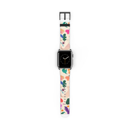 Whimsical Abstract Art Apple Watch Band | Colorful Illustrative Design Strap | Modern Artistic Watch Accessory | Eclectic Style Gift. Apple Watch Band Apple Watch Straps For Series 4 5 6 7 8 9  ULTRA SE 38/40/41mm & 42/44/45mm Vegan Faux Leather Band