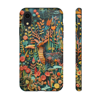 Mystical Woodland Stag iPhone Case, Vibrant Nature Scene, Artistic Protective Cover, Tough Phone Cases