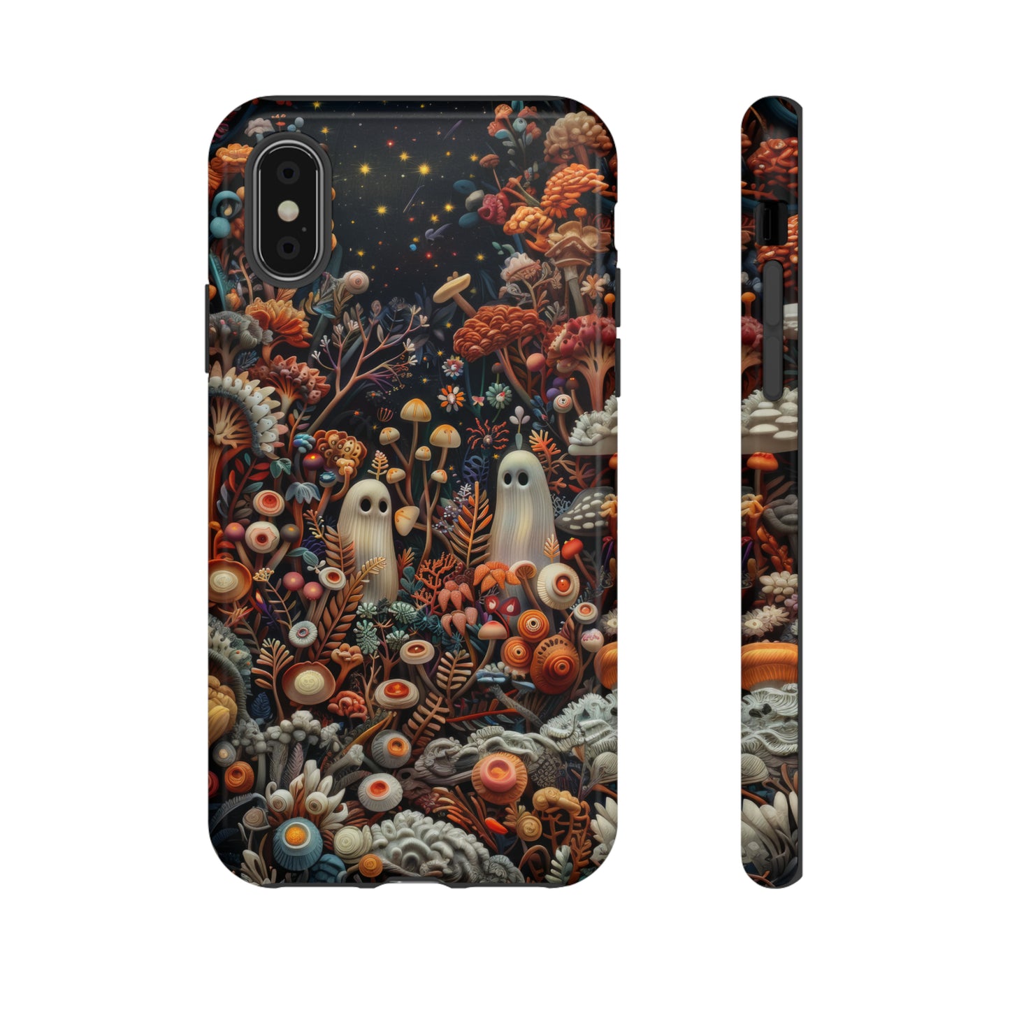 Cosmic Fantasy iPhone Case, Space-Themed Mushroom Design, Protective Cover with Galactic Charm, Tough Phone Cases