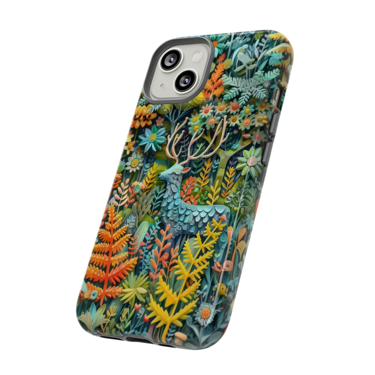 Zauberhafte Waldhirsch iPhone Hülle, Zauberhaftes Fauna- und Flora-Design, Schützende, von der Natur inspirierte Hülle, Robuste Handyhüllen