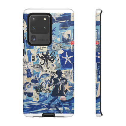 Custodia per telefono Collage di avventure nautiche, design Ocean Explorer, custodia resistente per gli amanti del mare, custodie per telefono resistenti