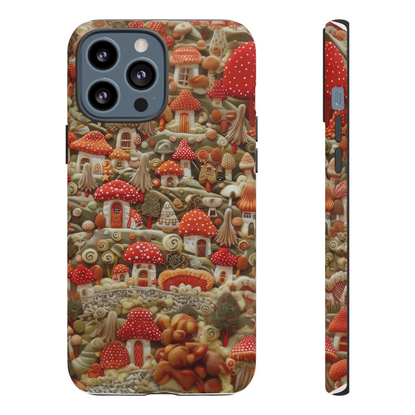 Custodia per iPhone Il villaggio dei funghi incantati, grafica con funghi fantasy, custodia protettiva unica, custodie per telefoni resistenti