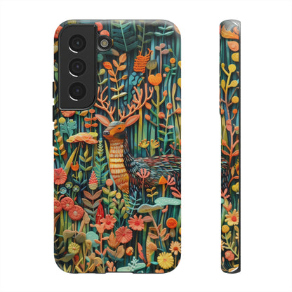 Mystical Woodland Stag iPhone Case, Vibrant Nature Scene, Artistic Protective Cover, Tough Phone Cases