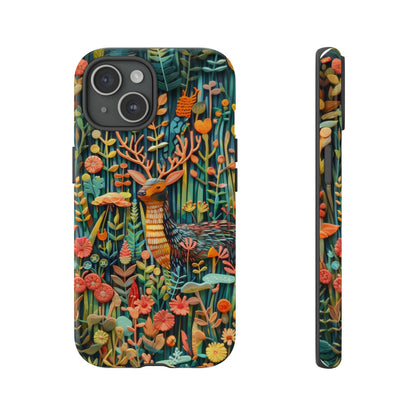 Mystical Woodland Stag iPhone Case, Vibrant Nature Scene, Artistic Protective Cover, Tough Phone Cases